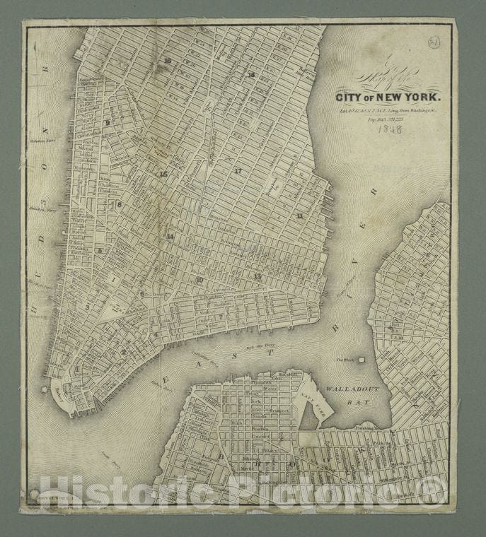 Historic 1848 Map - Map Of The City Of New York. - New York (N.Y.) - Manhattan (New York, N.Y.) - Maps - New York (N.Y.) - Vintage Wall Art