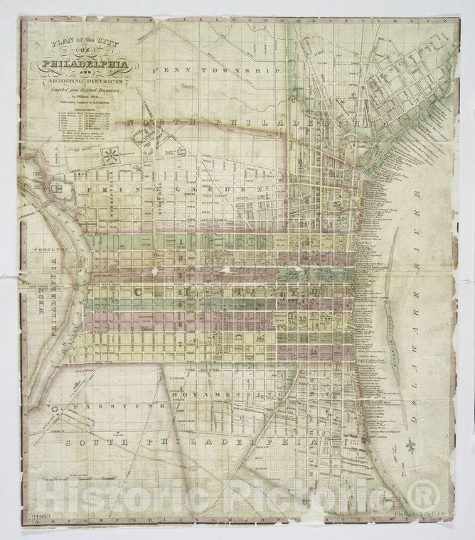 Historic 1828 Map - Plan Of The City Of Philadelphia And Adjoining Districts - Vintage Wall Art