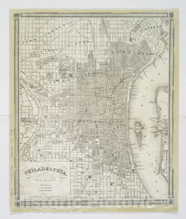 Historic 1850 Map - Philadelphia - Philadelphia (Pa.) - Maps Of North America. - Philadelphia - Vintage Wall Art