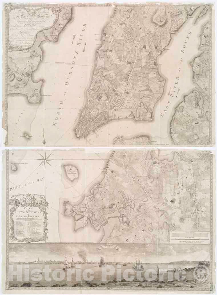 Historic 1776-01-12 Map - Plan Of The City Of New York In North America : Surveyed In The - Vintage Wall Art