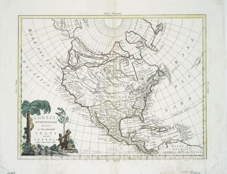 Historic 1785 Map - America Settentrionale Divisa Ne' Suoi Principali Stati. - North America - North America - Maps - Early Works To 1800Maps Of North America. - Vintage Wall Art