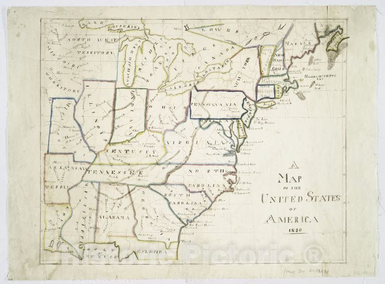 Historic 1830 Map - A Map Of The United States Of America, 1830. - United States - United States - Maps, Manuscriptmaps Of North America. - Vintage Wall Art