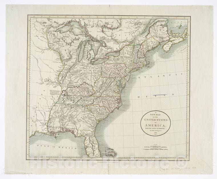 Historic 1806-02-01 Map - A New Map Of The United States Of America, From The Latest Authorities - United States - Maps Of North America. - Vintage Wall Art