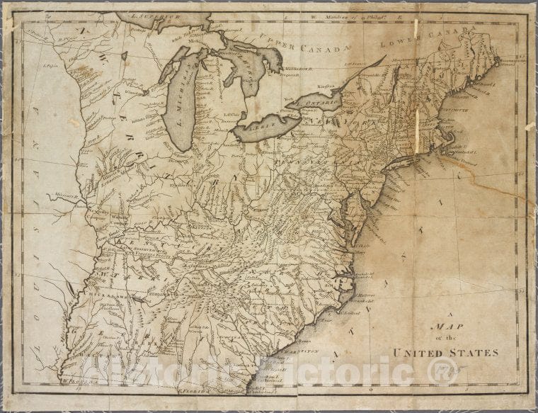 Historic 1795 Map - A Map Of The United States. - United States - United States - Maps Of North America. - Vintage Wall Art