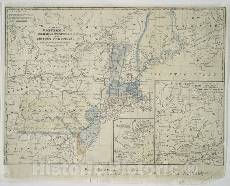 Historic 1848 Map - Map Of The Eastern And Middle States &C. And Also The British Provinces. - Northeastern Statesmaps Of North America. - Vintage Wall Art