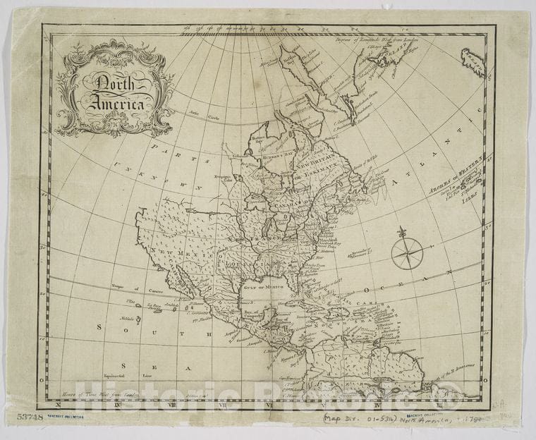 Historic 1780 Map - North America - North America - Maps - Early Works To 1800Maps Of North America. - Vintage Wall Art