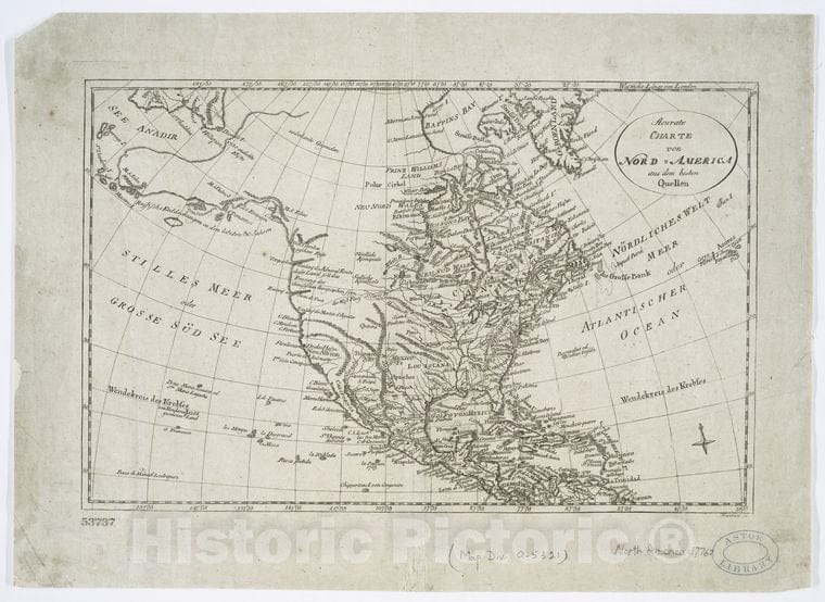 Historic 1776 Map - Acurate Charte Von Nord-America : Aus Dem Besten Quellen - North America - Maps - Early Works To 1800Maps Of North America. - Vintage Wall Art