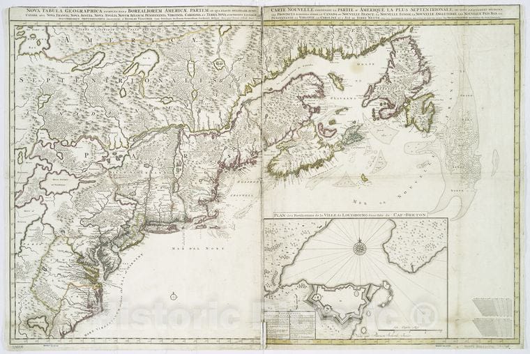 Historic 1746 Map - Nova Tabula Geographica Complectens Borealiorem Americae Partem - North America - Maps - Early Works To 1800Maps Of North America. - Vintage Wall Art