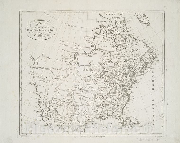 Historic 1787-09-29 Map - North America Drawn From The Latest And Best Authorities - North America - Maps - Early Works To 1800Maps Of North America. - Vintage Wall Art