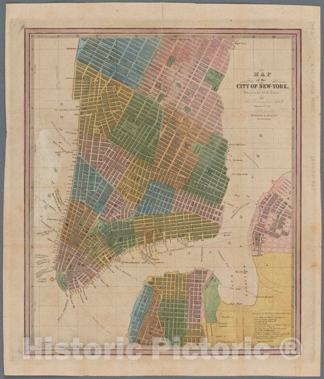 Historic Map - 1846 Manhattan (New York, N.Y.), Map Of The City Of New-York. - Vintage Wall Art