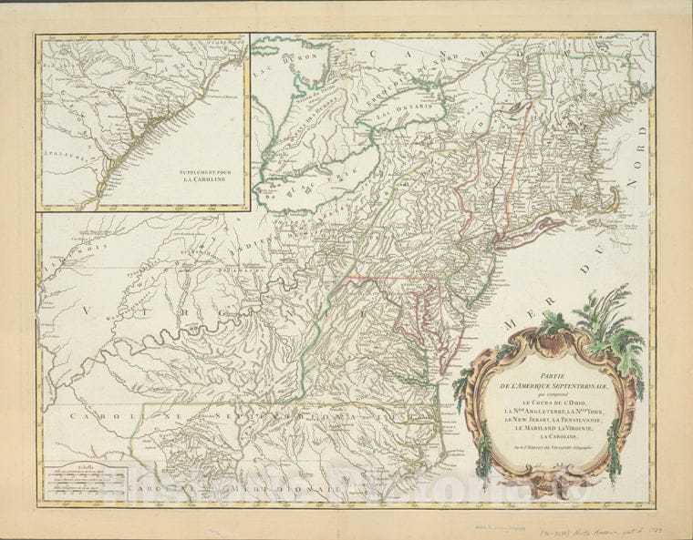 Historic Map - 1783 North America, Ohio, New Zealand. England, New Zealand. York, New Jersey, Pennsylvania, Maryland, Virginia, Carolina - Vintage Wall Art