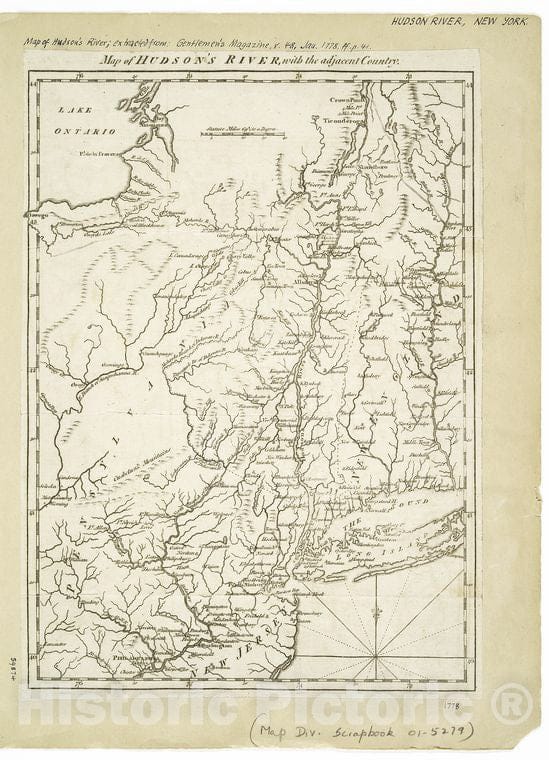 Historic 1778 Map - Map Of Hudson'S River, With The Adjacent Country. - Vintage Wall Art