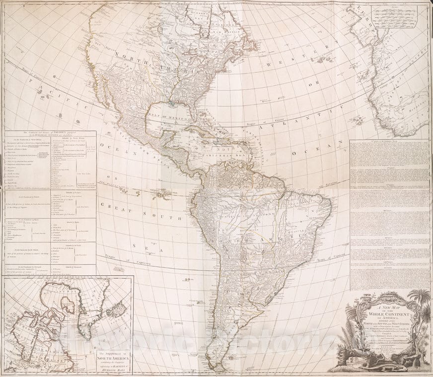 Historic 1777 Map - A New Map Of The Whole Continent Of America : Divided Into North - America - Maps - Early Works To 1800 - Charts And Maps - Vintage Wall Art