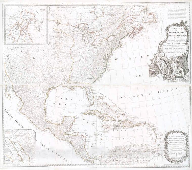 Historic 1783-08-15 Map - A New Map Of North America With The West India Islands : Divided - Vintage Wall Art, v2