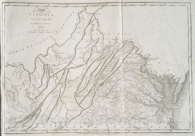 Historic 1809-04 Map - The State Of Virginia : From The Best Authorities - America - Maps - Virginia - Maps - Carey'S American Atlas. - Vintage Wall Art