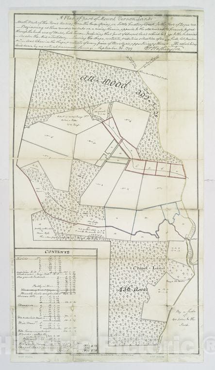 Historic 1850 Map - A Plan Of Part Of Mount Vernon Lands The Whole Being Laid Do - Mount Vernon (Va.) Maps Of North America. - Virginia - Vintage Wall Art