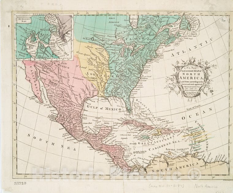 Historic Map - 1763 A New And Accurate Map Of North America : Laid Down According To The Latest, And Most Approved Observations And Discoveries - Vintage Wall Art