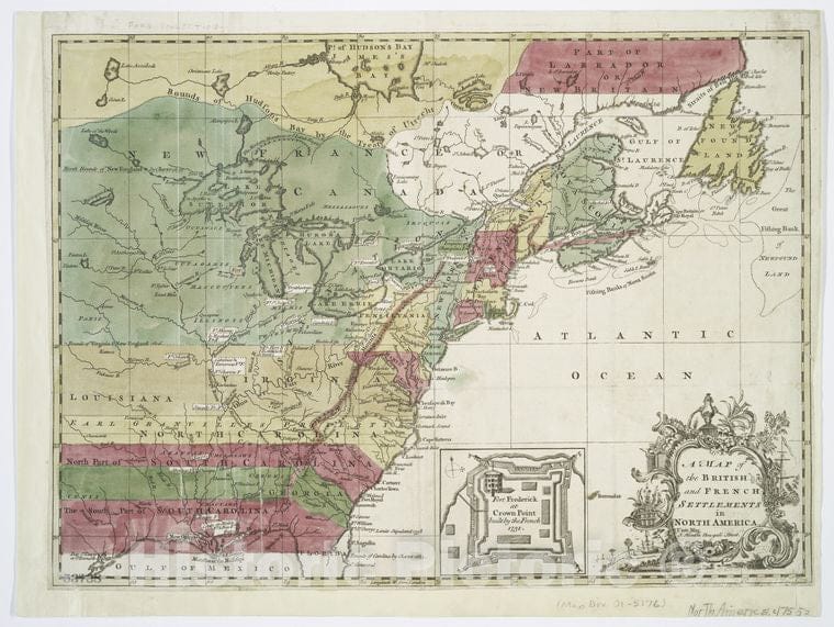 Historic 1755 Map - A Map Of The British And French Settlements In North America - France - America - Great Britain - North Americamaps Of North America. - Vintage Wall Art