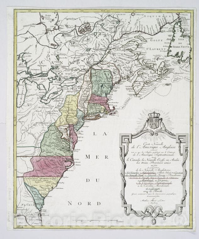 Historic Map - 1776 North America Withcanada, Nova Scotia Or Acadia, New England, Florida - Vintage Wall Art