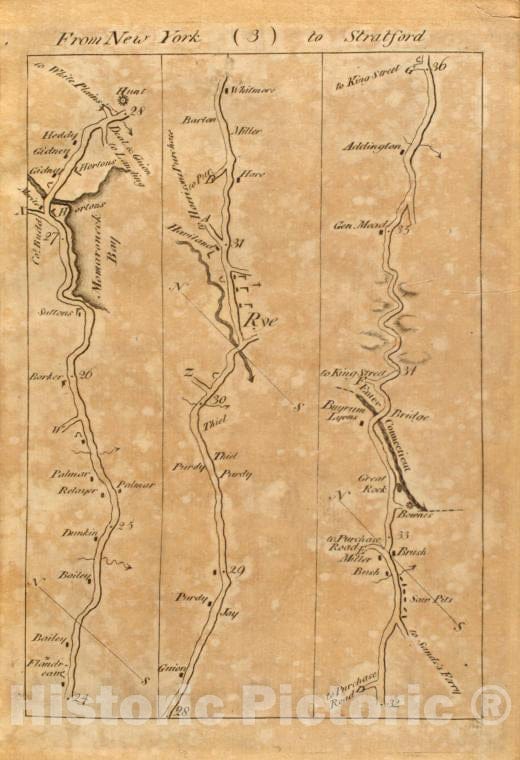 Historic 1789 Map - From New York (3) To Stratford. - Middle Atlantic States - United States - A Survey Of The Roads Of The United States Of America - Vintage Wall Art