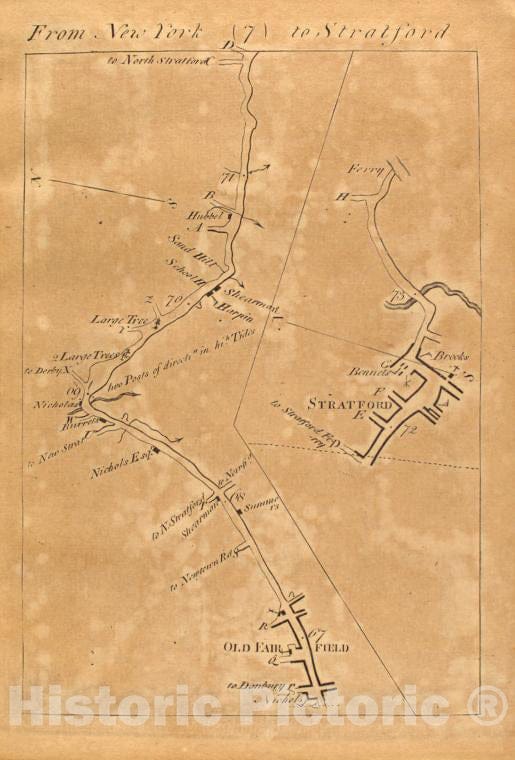 Historic 1789 Map - From New York (7) To Stratford. - Middle Atlantic States - United States - A Survey Of The Roads Of The United States Of America - Vintage Wall Art