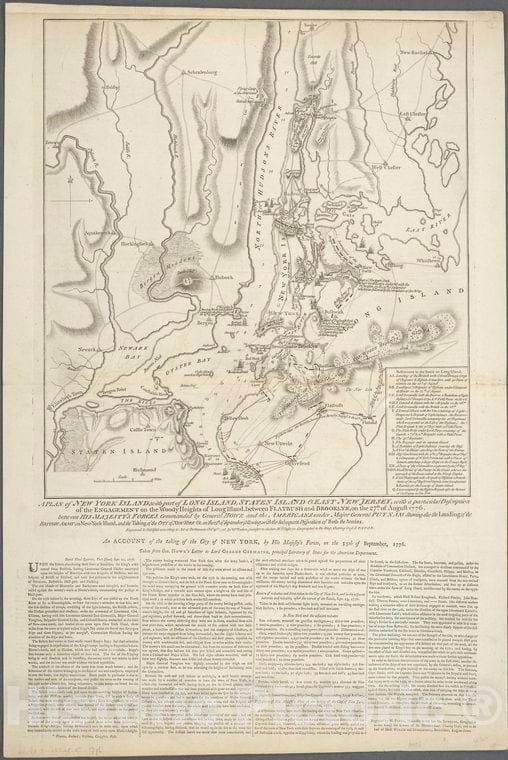 Historic Map - 1776 New York (N.Y.), A Plan Of New York Island, With Part Of Long Island,Aten Island & East New Jersey - Vintage Wall Art