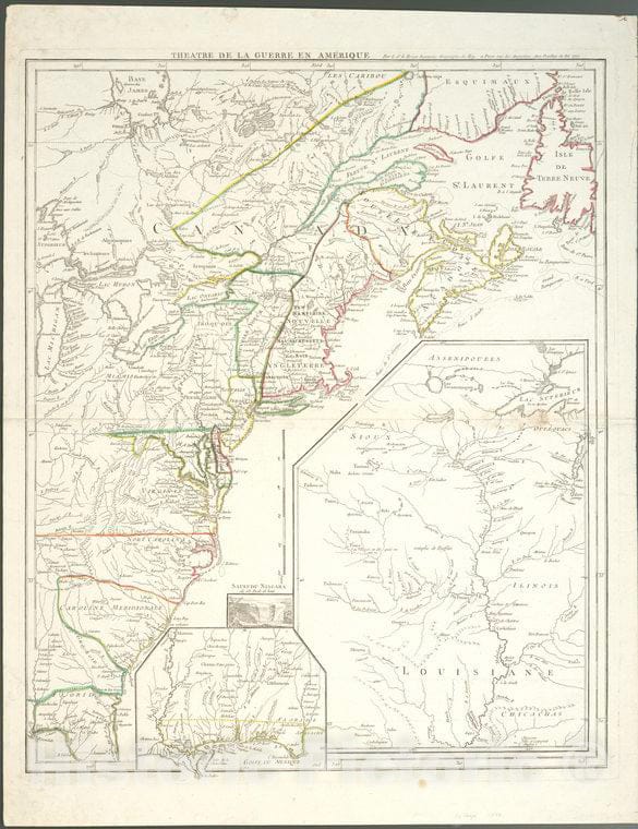 Historic 1777 Map - Theatre De La Guerre En Amerique. - New York (N.Y.) - North America - Charts And Maps - Vintage Wall Art