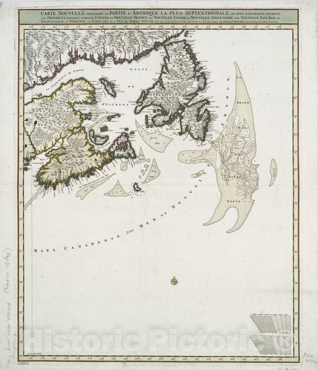 Historic Ca. 1690? Map - Nova Tabula Geographica Complectens Borealiorem Americae Partem. - North Americamaps Of North America. - Canada - Vintage Wall Art