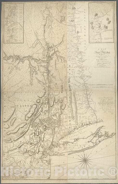 Historic Map - 1775 Province Of New York, With Part Of Pensilvania, And New England. - Vintage Wall Art