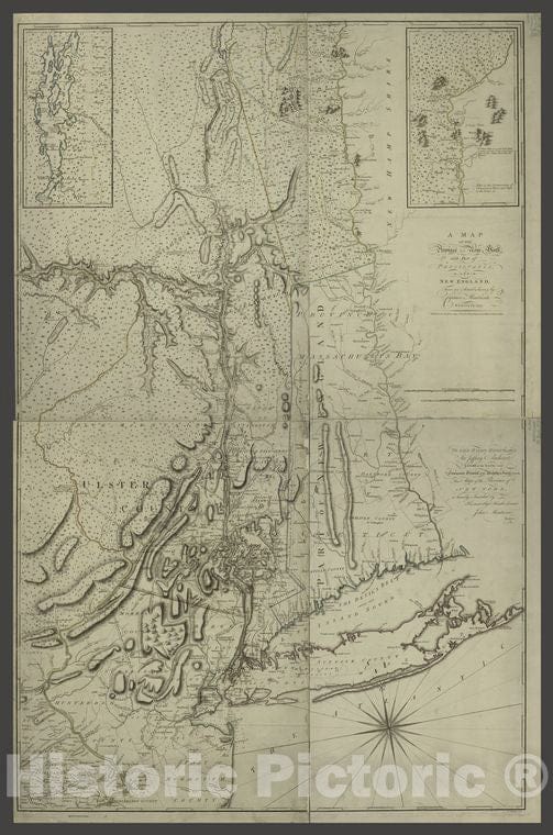 Historic Map - 1775 Province Of New York, With Part Of Pensilvania, And New England. - Vintage Wall Art, V2