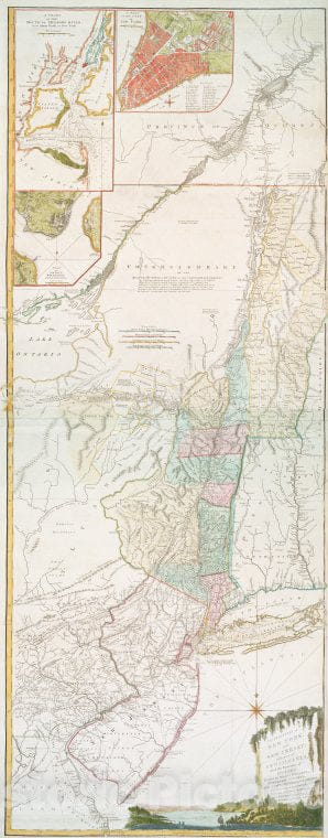 Historic Map - 1776 Lower Bay (N.Y. And N.J.), The Provinces Of New York, And New Jersey : With Part Of Pensilvania And The Province Of Quebec - Vintage Wall Art