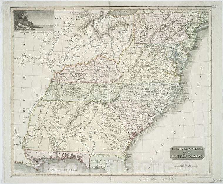 Historic 1817 Map - Southern Provinces Of The United States. - Southern Statesmaps Of North America. - Vintage Wall Art