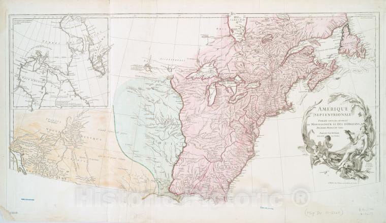 Historic Map - 1746 North America, Amerique Septentrionale Publiee Sous Les Auspices De Monseigneur Le Duc D'Orleans Premier Prince Du Sang - Vintage Wall Art