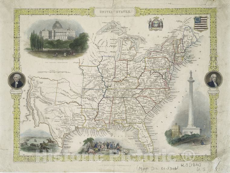 Historic 185-? Map - United States - United States - Maps-Maps Of North America. - Vintage Wall Art, V2