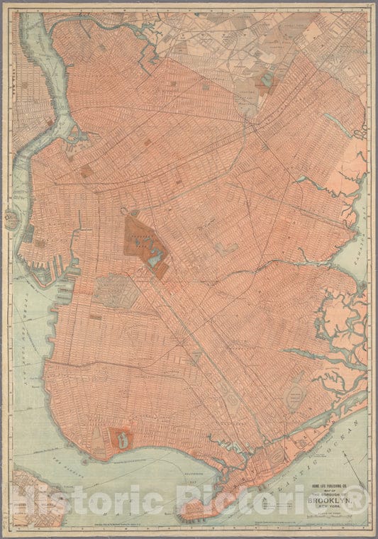 Historic 1902 Map - Map Of The Borough Of Brooklyn, New York. - Brooklyn (New York, N.Y.) Maps Of New York City And State - Brooklyn - Vintage Wall Art