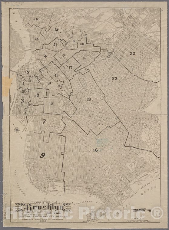 Historic 1902 Map - Map Of The Borough Of Brooklyn. - Brooklyn (New York, N.Y.) Maps Of New York City And State - Brooklyn - Vintage Wall Art