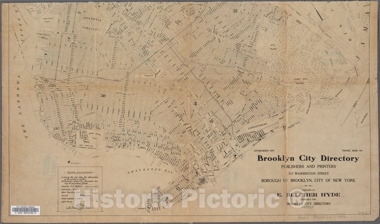 Historic 1912 Map - Borough Of Brooklyn, City Of New York. - Brooklyn (New York, N.Y.) Maps Of New York City And State - Brooklyn - Vintage Wall Art