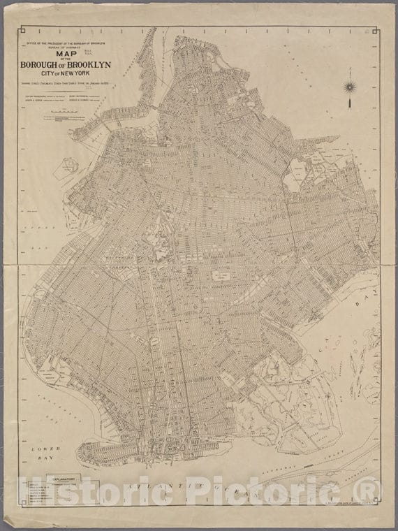 Historic 1919 Map - Map Of The City Of Brooklyn. - Brooklyn (New York, N.Y.) Maps Of New York City And State - Brooklyn - Vintage Wall Art