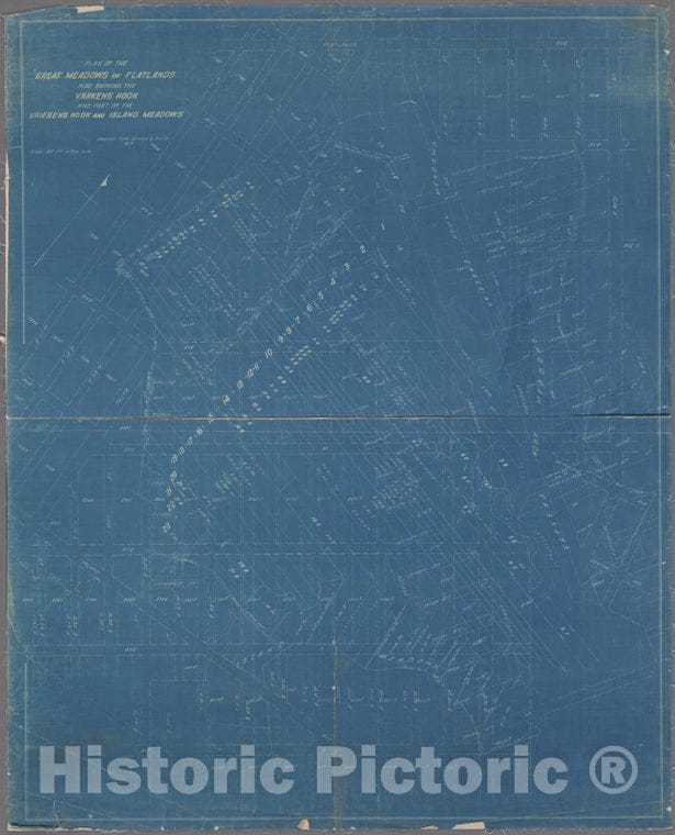 Historic 1917 Map - Plan Of The Great Meadows Of Flatlands, Also Showing The Varken - Brooklyn (New York, N.Y.) Maps Of New York City And State - Brooklyn - Vintage Wall Art