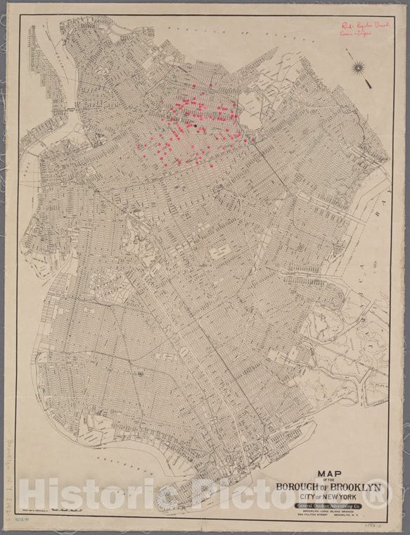 Historic 192-? Map - Map Of The Borough Of Brooklyn, City Of New York. - Brooklyn (New York, N.Y.) Maps Of New York City And State - Brooklyn - Vintage Wall Art