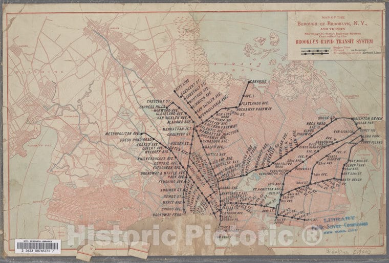 Historic C. 1900 Map - Map Of The Borough Of Brooklyn, N. Y, And Vicinity Showing The - Brooklyn (New York, N.Y.) Maps Of New York City And State - Brooklyn - Vintage Wall Art