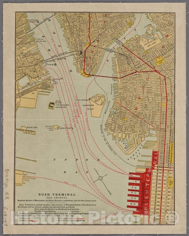 Historic 1915 Map - Bush Terminal. - Brooklyn (New York, N.Y.) Maps Of New York City And State - Brooklyn - Vintage Wall Art