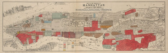 Map of the borough of Manhattan and part of the Bronx showing location and extent of racial colonies