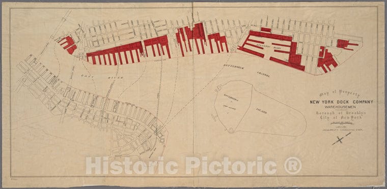 Historic 1911 Map - Map Of Property, New York Dock Company Warehousemen. - Brooklyn (New York, N.Y.) Maps Of New York City And State - Brooklyn - Vintage Wall Art