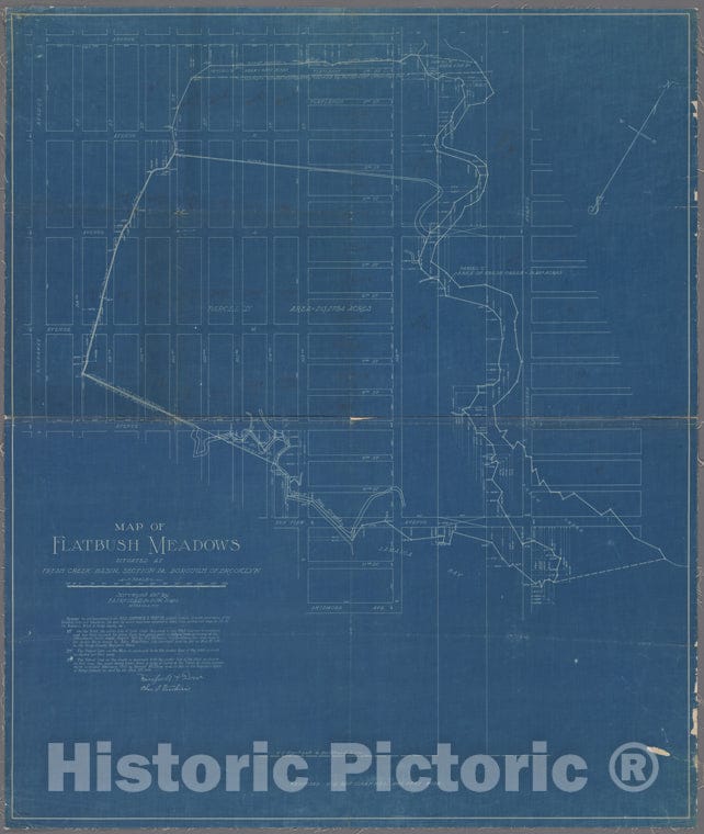 Historic 1917 Map - Map Of Flatbush Meadows Situated At Fresh Creek, Section 24, Bor - Brooklyn (New York, N.Y.) Maps Of New York City And State - Brooklyn - Vintage Wall Art