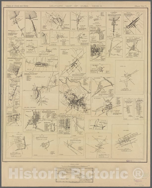 Historic 1913 Map - Military Map Of Cuba - Cuba - Vintage Wall Art