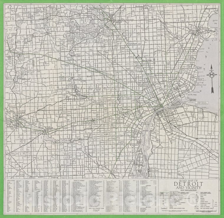 Historic 1939 Map - Official Transportation Map Michigan. - Atlases Of The United States - Michigan - Vintage Wall Art