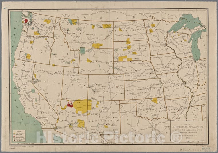 Historic Map - 1914 North America, Part Of United States West Of The Mississippi River. - Vintage Wall Art