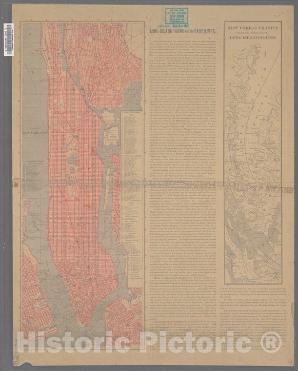 Historic Map - 1890 Manhattan (New York, N.Y.), New York City. With Text, Views, And Map; New York And Vicinity Showing Approach Via Long Island Sound. - Vintage Wall Art