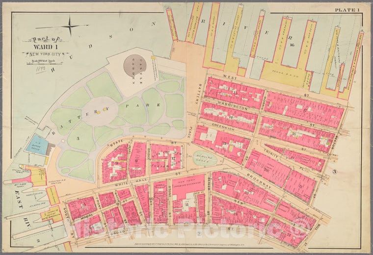 Historic 1893 Map - [New York City] Parts Of Wards 1, 2, 3, 4, 5 & 6.Of New York City And State - Manhattan - Vintage Wall Art